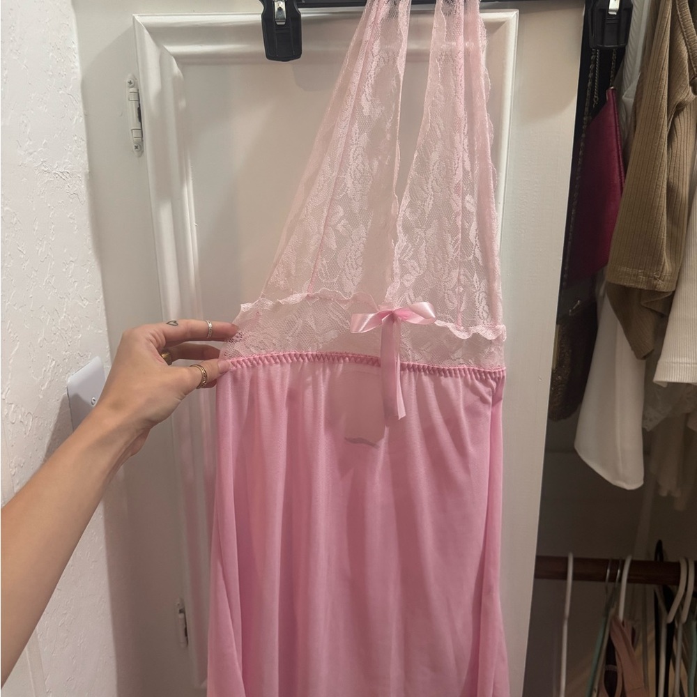 Pink Lace Trim Nightgown